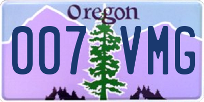 OR license plate 007VMG