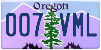 OR license plate 007VML
