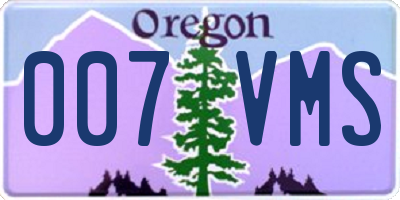 OR license plate 007VMS
