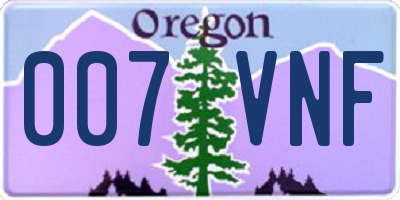 OR license plate 007VNF
