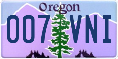 OR license plate 007VNI