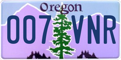 OR license plate 007VNR