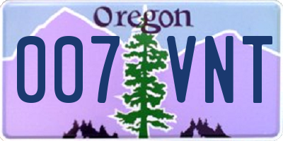 OR license plate 007VNT