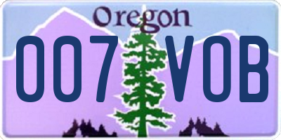 OR license plate 007VOB