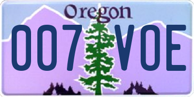 OR license plate 007VOE