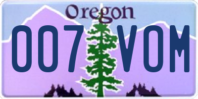 OR license plate 007VOM