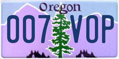 OR license plate 007VOP