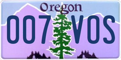 OR license plate 007VOS