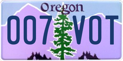 OR license plate 007VOT