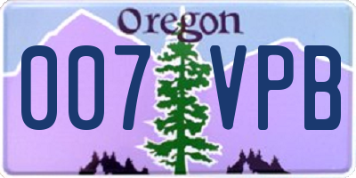 OR license plate 007VPB