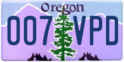 OR license plate 007VPD