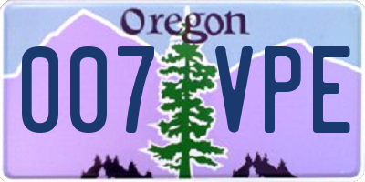 OR license plate 007VPE
