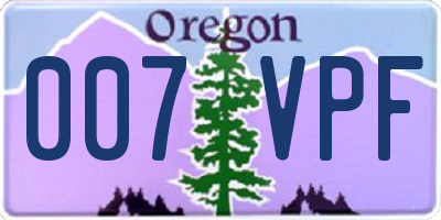 OR license plate 007VPF