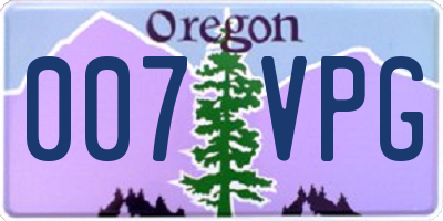 OR license plate 007VPG