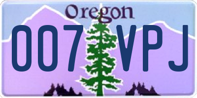 OR license plate 007VPJ