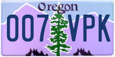 OR license plate 007VPK