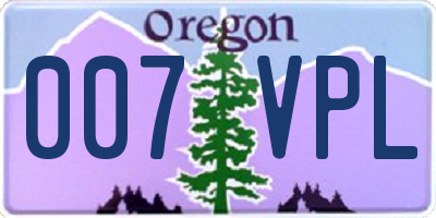 OR license plate 007VPL