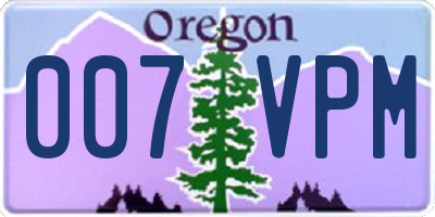 OR license plate 007VPM