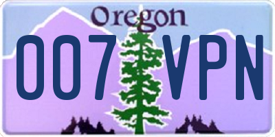 OR license plate 007VPN
