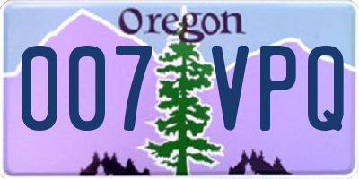 OR license plate 007VPQ