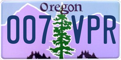 OR license plate 007VPR