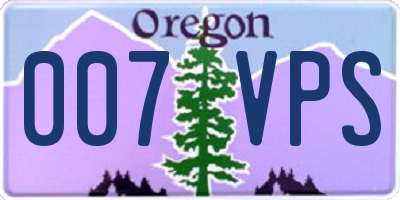 OR license plate 007VPS