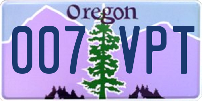 OR license plate 007VPT