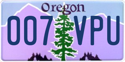 OR license plate 007VPU