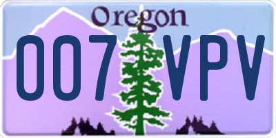 OR license plate 007VPV