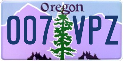 OR license plate 007VPZ