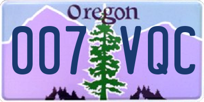 OR license plate 007VQC