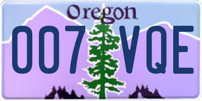 OR license plate 007VQE