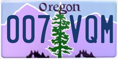 OR license plate 007VQM