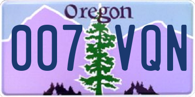 OR license plate 007VQN