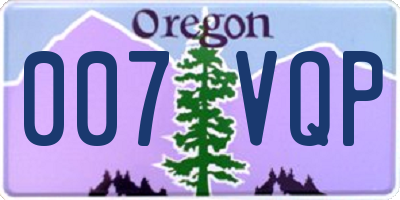 OR license plate 007VQP