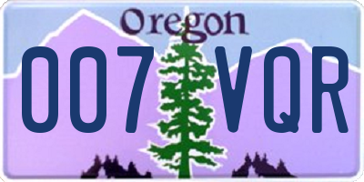 OR license plate 007VQR