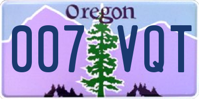 OR license plate 007VQT