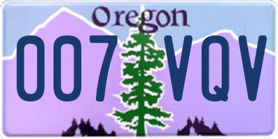 OR license plate 007VQV
