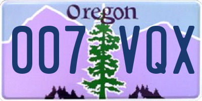 OR license plate 007VQX