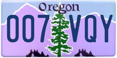 OR license plate 007VQY