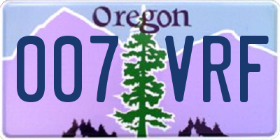 OR license plate 007VRF
