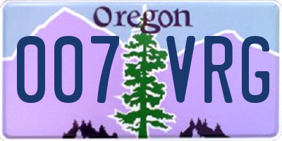 OR license plate 007VRG