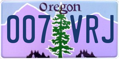 OR license plate 007VRJ