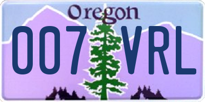 OR license plate 007VRL
