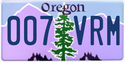OR license plate 007VRM