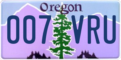 OR license plate 007VRU