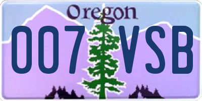 OR license plate 007VSB