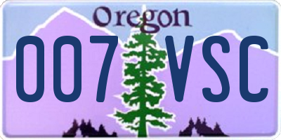 OR license plate 007VSC