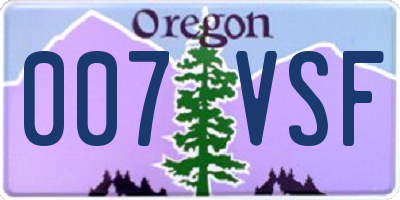 OR license plate 007VSF