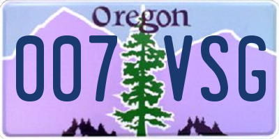 OR license plate 007VSG